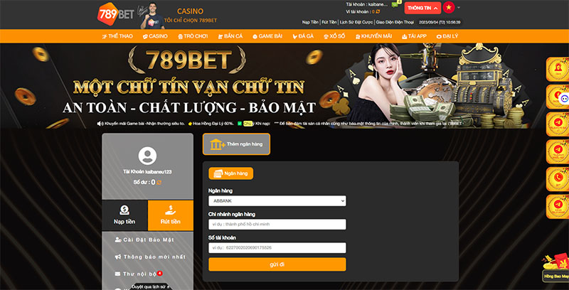 Nạp tiền vào tài khoản đá gà 789bet để chơi